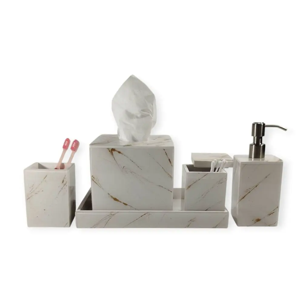 white gold veil 5 pcs bathroom set 