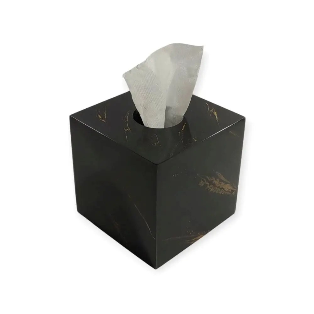 Black Gold Veil Square Tissue Boxes