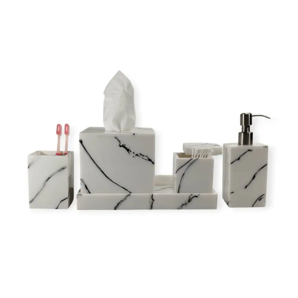 white/grey striated marble resin 